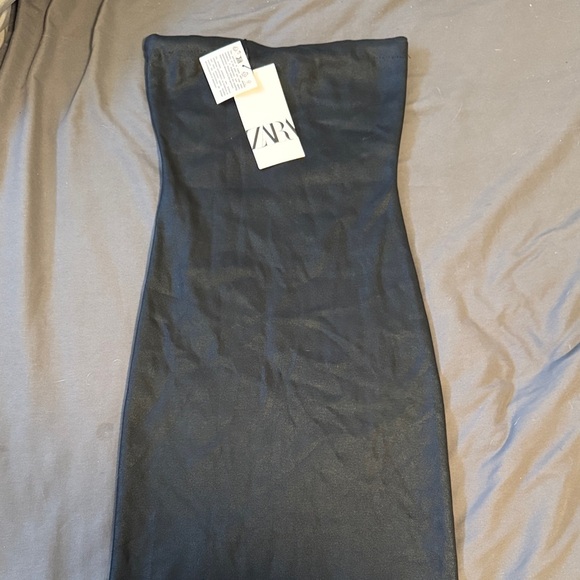 Zara Long Black Strapless Bodycon Dress - Picture 2 of 5